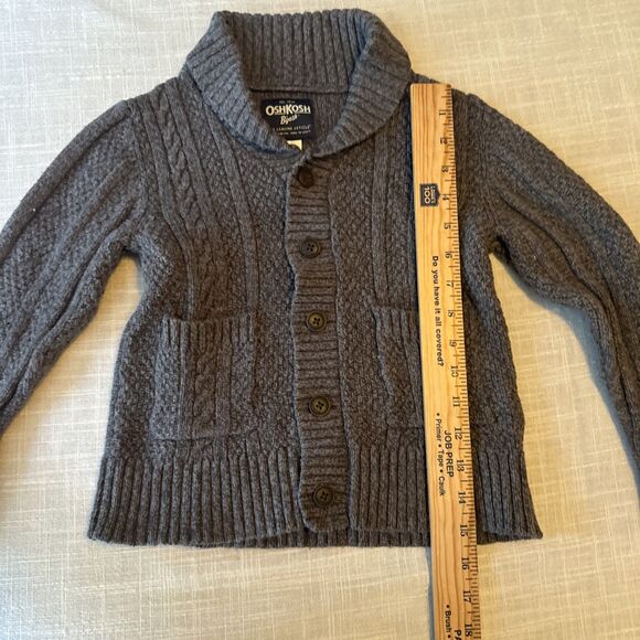 Oshkosh B'Gosh Kids Size 6 Cardigan Cable knit Sweater Top Button Gray - Picture 7 of 9